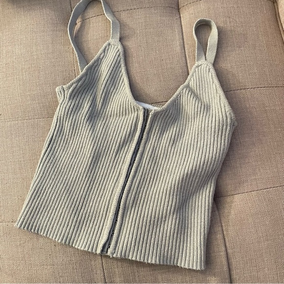 Zara Knit Corset Top Size Small - Grayish Spaghetti Strap Tank Top - Picture 8 of 8
